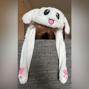 Moving Ear Rabbit Hat, Plush Bunny Ears (button to move them, see video)